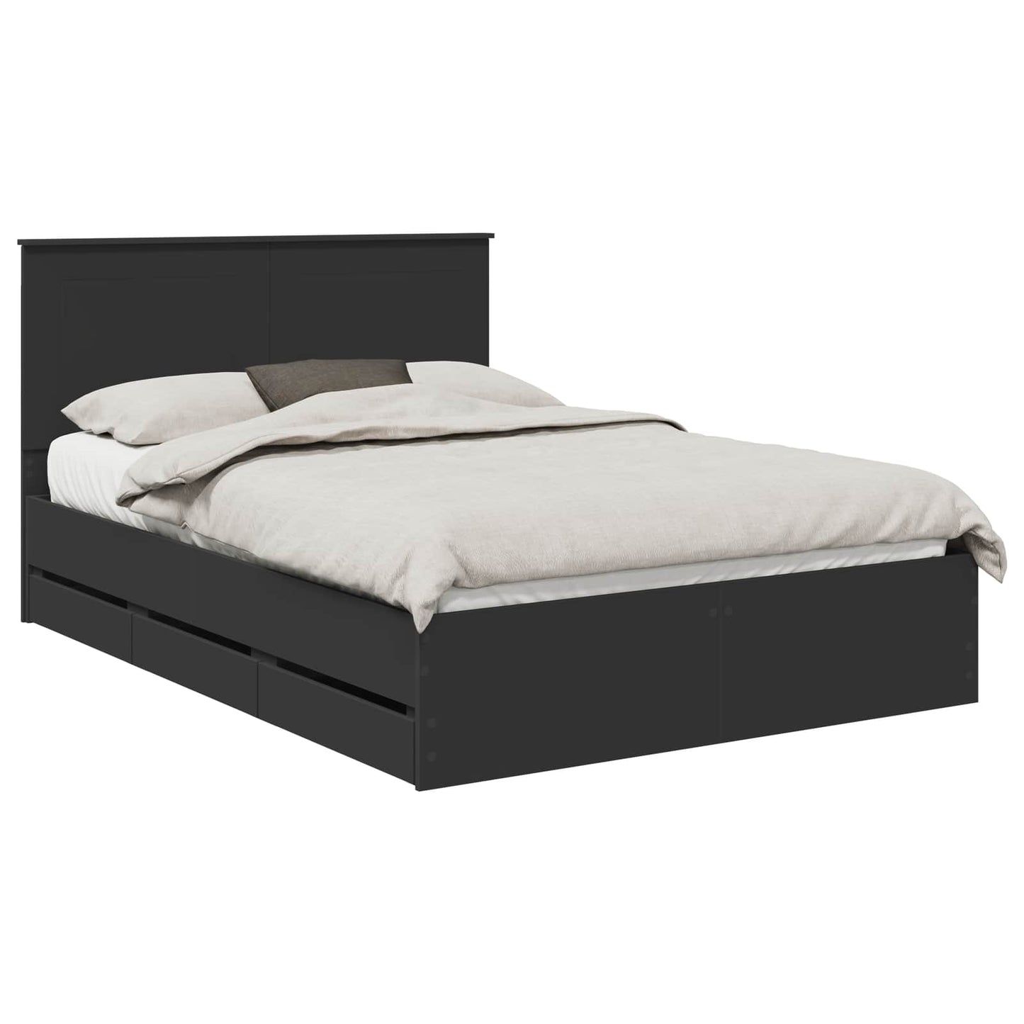 vidaXL Bed Frame with Drawer Black 160 x 200 cm Engineer Wood 2