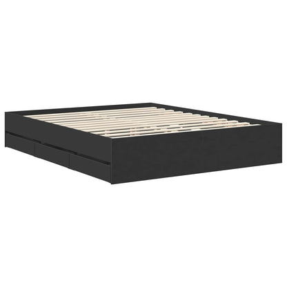 vidaXL Bed Frame with Drawer Black 160 x 200 cm Engineer Wood 6