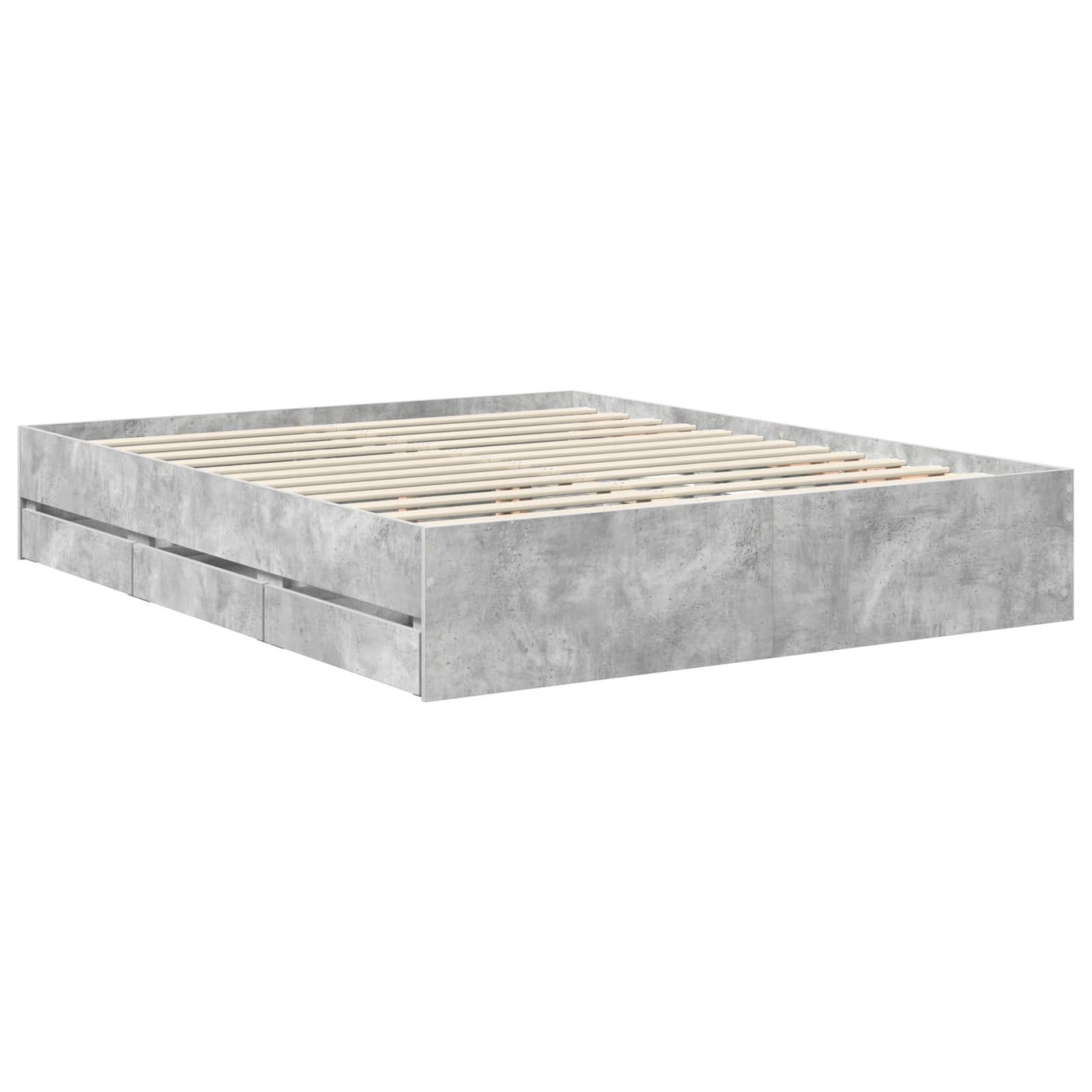 vidaXL Bed Frame with Drawer Concrete Grey 160 x 200 cm Engineer Wood 6