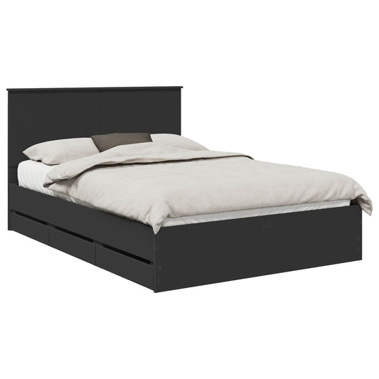 vidaXL Bed Frame with Drawer Black 150 x 200 cm Engineer Wood 2