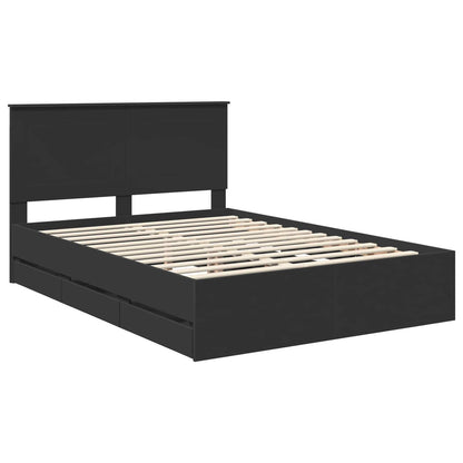 vidaXL Bed Frame with Drawer Black 150 x 200 cm Engineer Wood 4