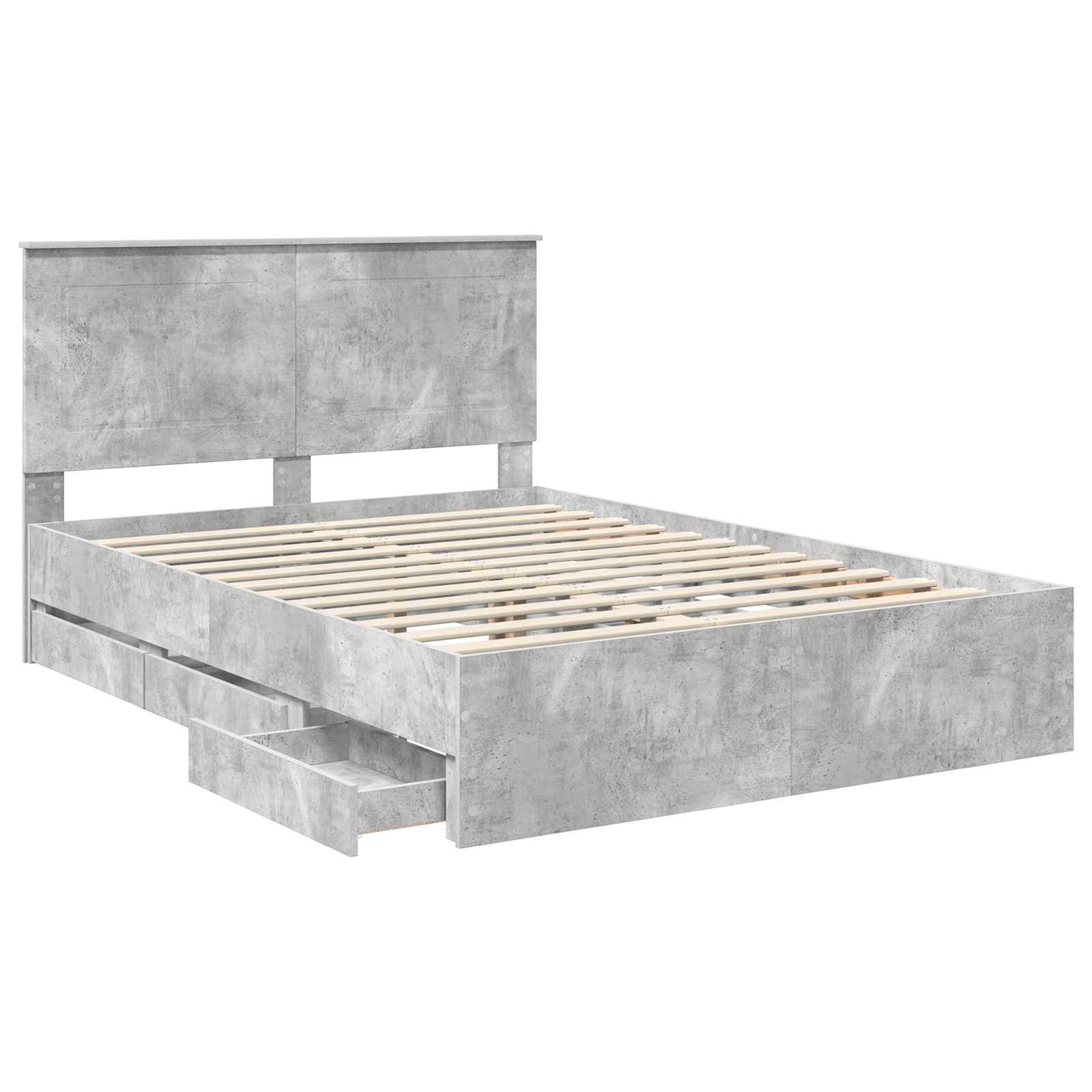 vidaXL Bed Frame with Drawer Concrete Grey 150 x 200 cm Engineer Wood 5
