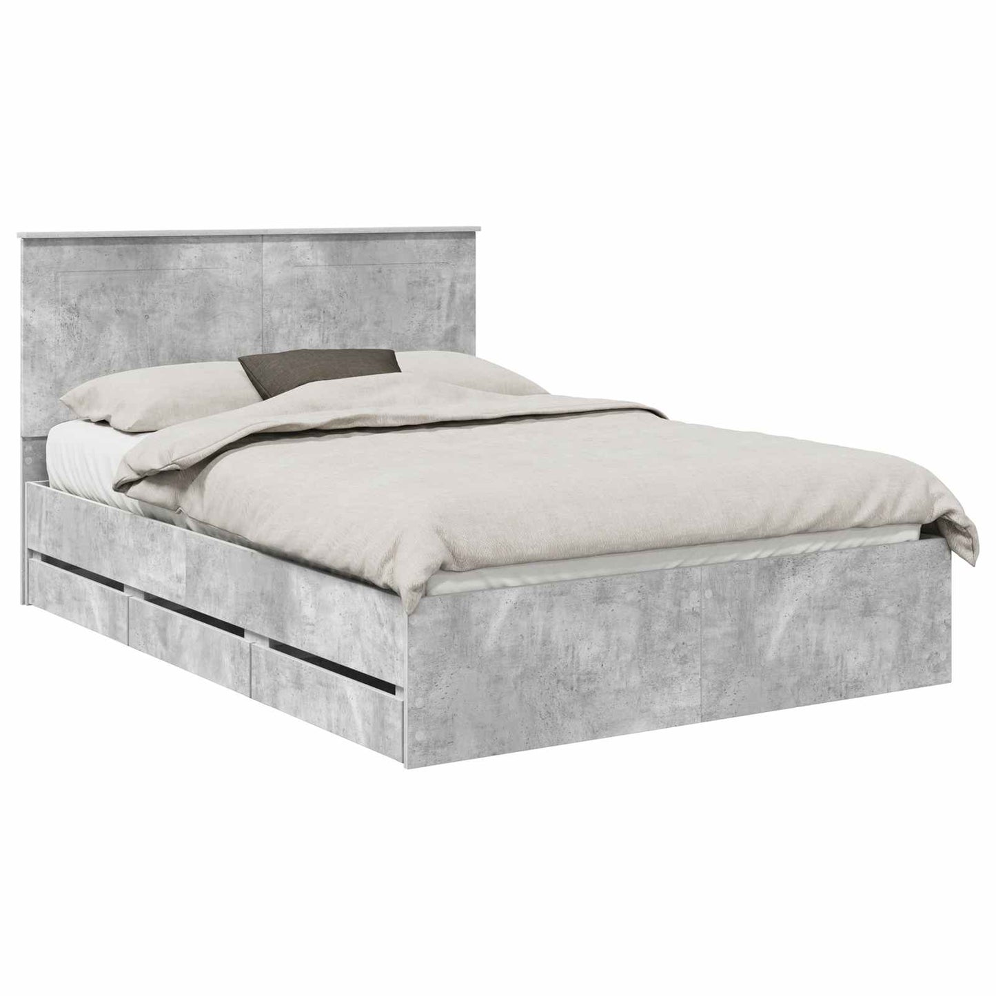 vidaXL Bed Frame with Drawer Concrete Grey 140 x 200 cm Engineer Wood 2