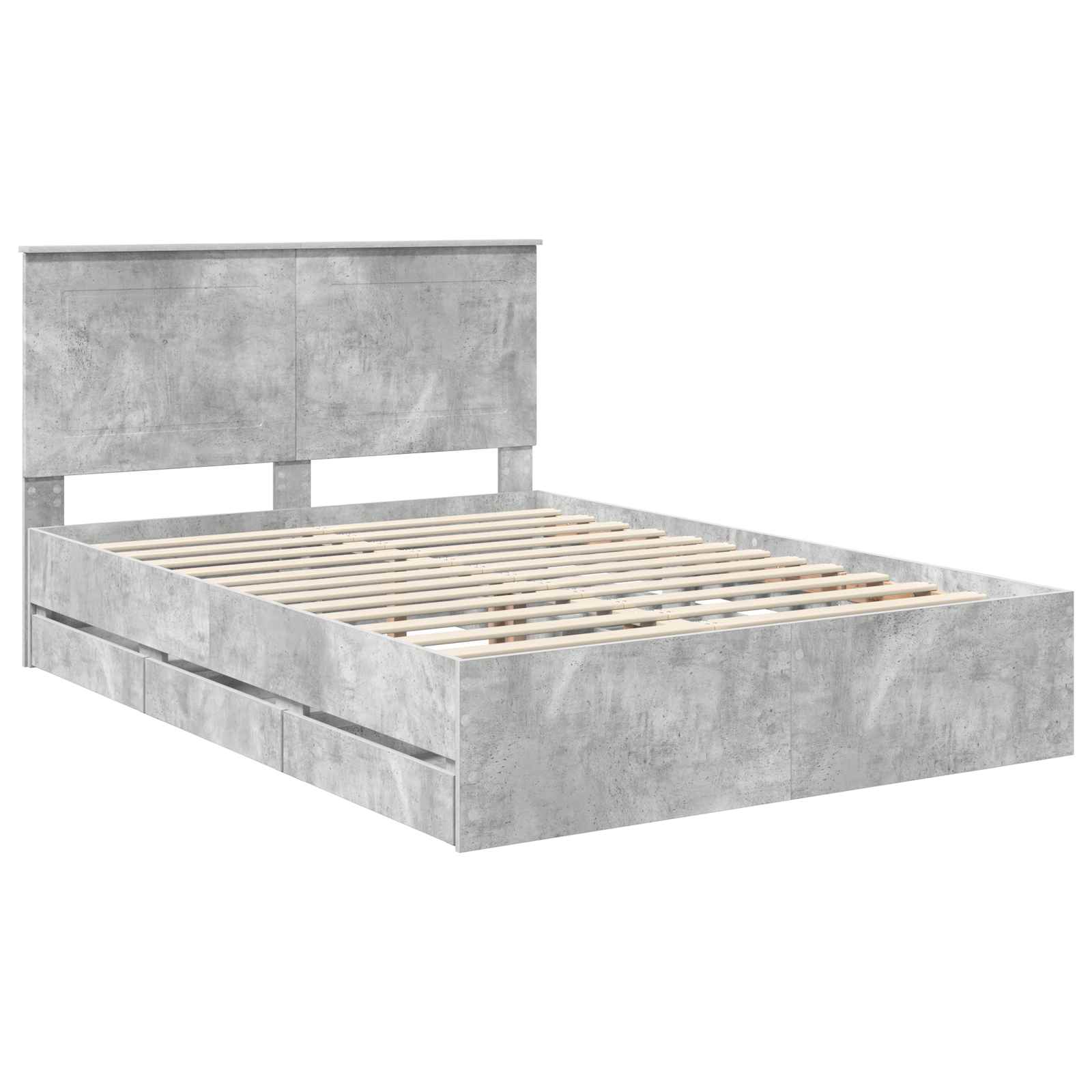 vidaXL Bed Frame with Drawer Concrete Grey 140 x 200 cm Engineer Wood 4