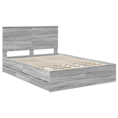 vidaXL Bed Frame with Drawer Grey Sonoma 140 x 200 cm Engineer Wood 4