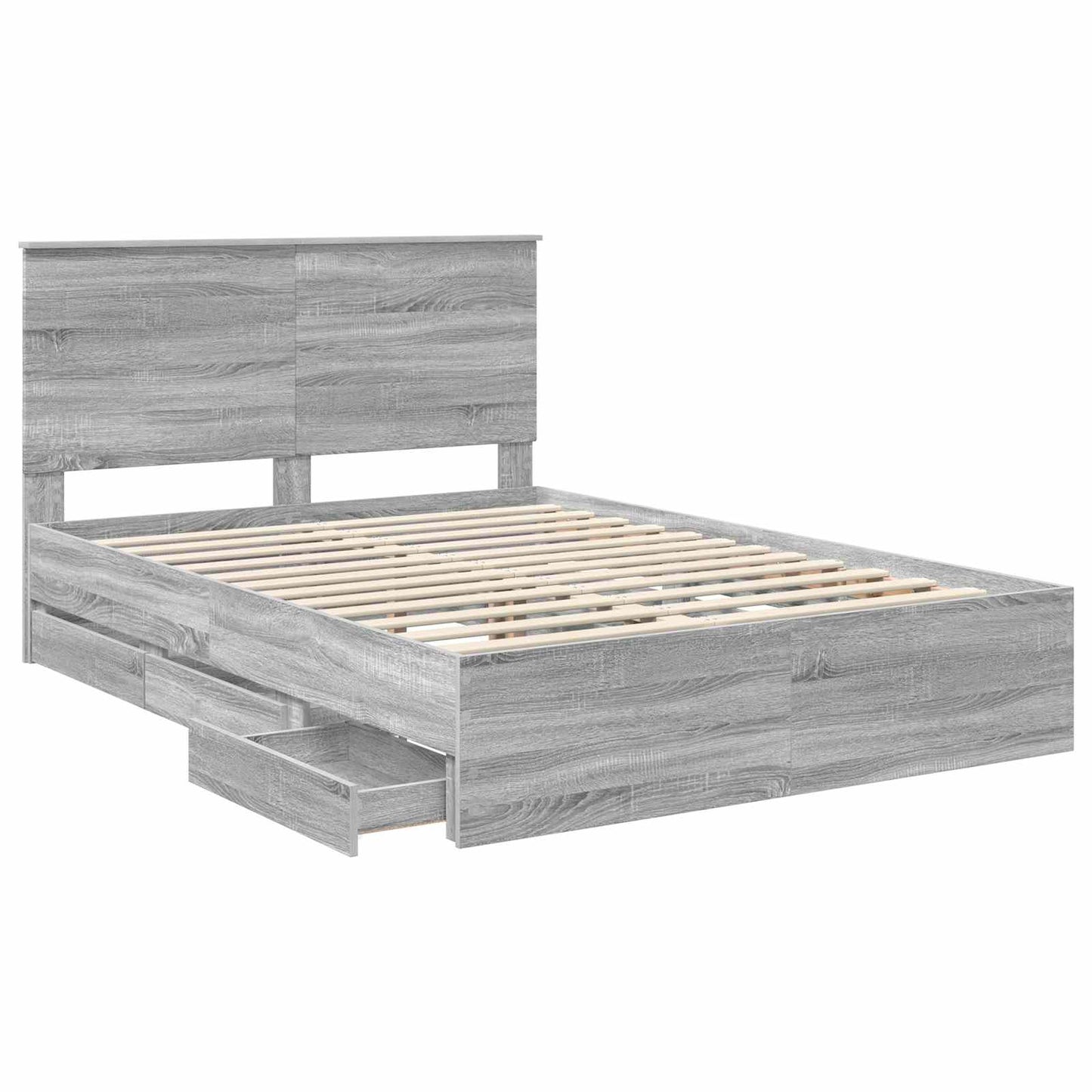 vidaXL Bed Frame with Drawer Grey Sonoma 140 x 200 cm Engineer Wood 5