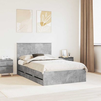 vidaXL Bed Frame with Drawer Concrete Grey 135 x 190 cm Engineer Wood 1