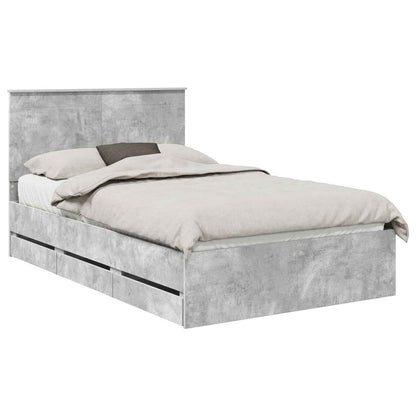 vidaXL Bed Frame with Drawer Concrete Grey 135 x 190 cm Engineer Wood 2