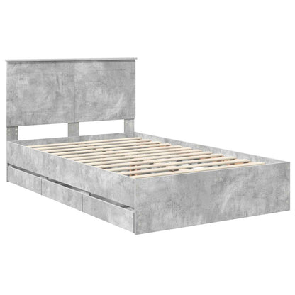 vidaXL Bed Frame with Drawer Concrete Grey 135 x 190 cm Engineer Wood 4