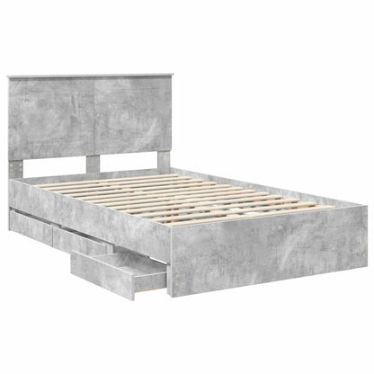vidaXL Bed Frame with Drawer Concrete Grey 135 x 190 cm Engineer Wood 5