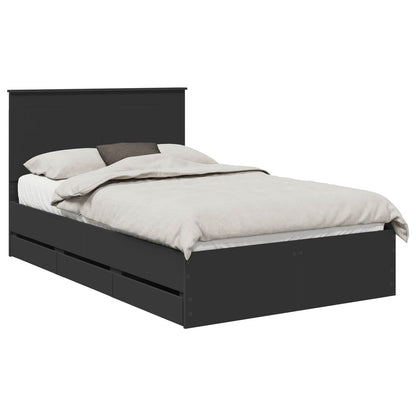 vidaXL Bed Frame with Drawer Black 120 x 190 cm Engineer Wood 2