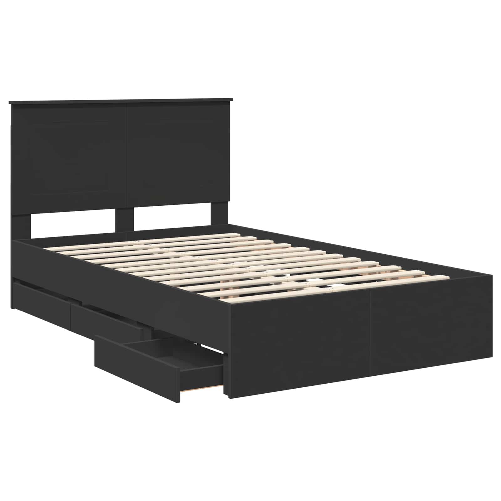 vidaXL Bed Frame with Drawer Black 120 x 190 cm Engineer Wood 5