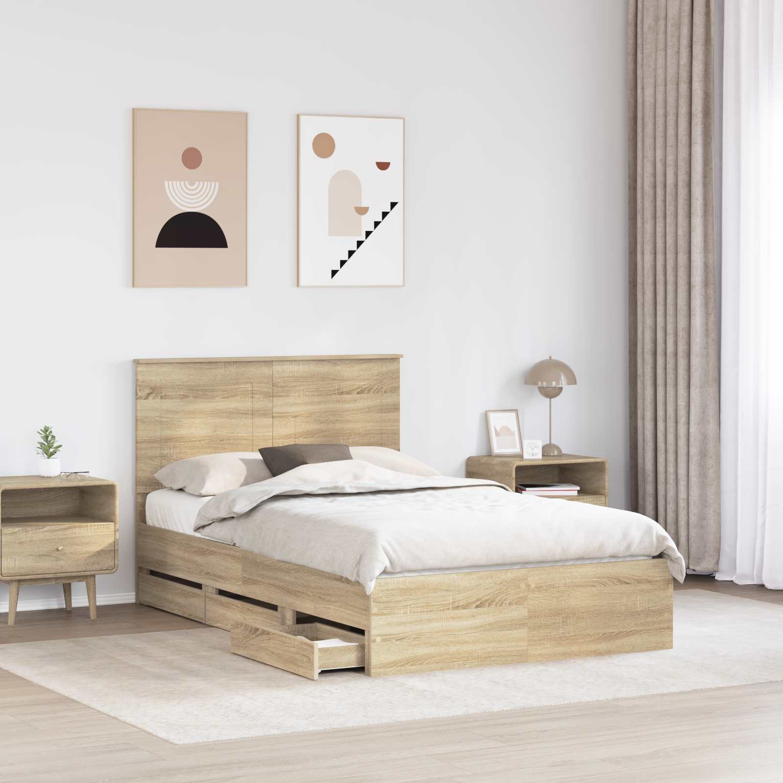 vidaXL Bed Frame Sonoma Oak Engineer Wood 3