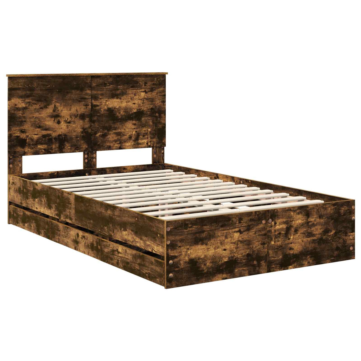 vidaXL Bed Frame with Drawer Smoked Oak 120 x 190 cm Engineer Wood 4