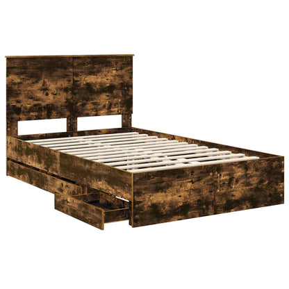 vidaXL Bed Frame with Drawer Smoked Oak 120 x 190 cm Engineer Wood 5