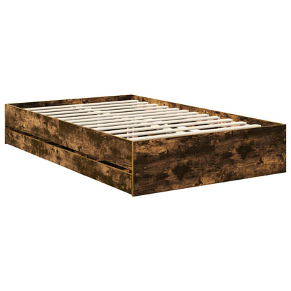 vidaXL Bed Frame with Drawer Smoked Oak 120 x 190 cm Engineer Wood 6