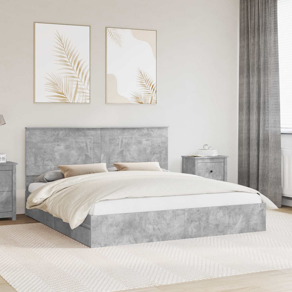 Storage Bed Engineered Wood Length 200 cm Concrete Grey 200 cm