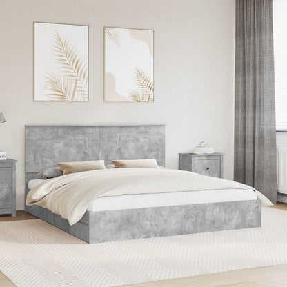 Storage Bed Engineered Wood Length 200 cm Concrete Grey 200 cm
