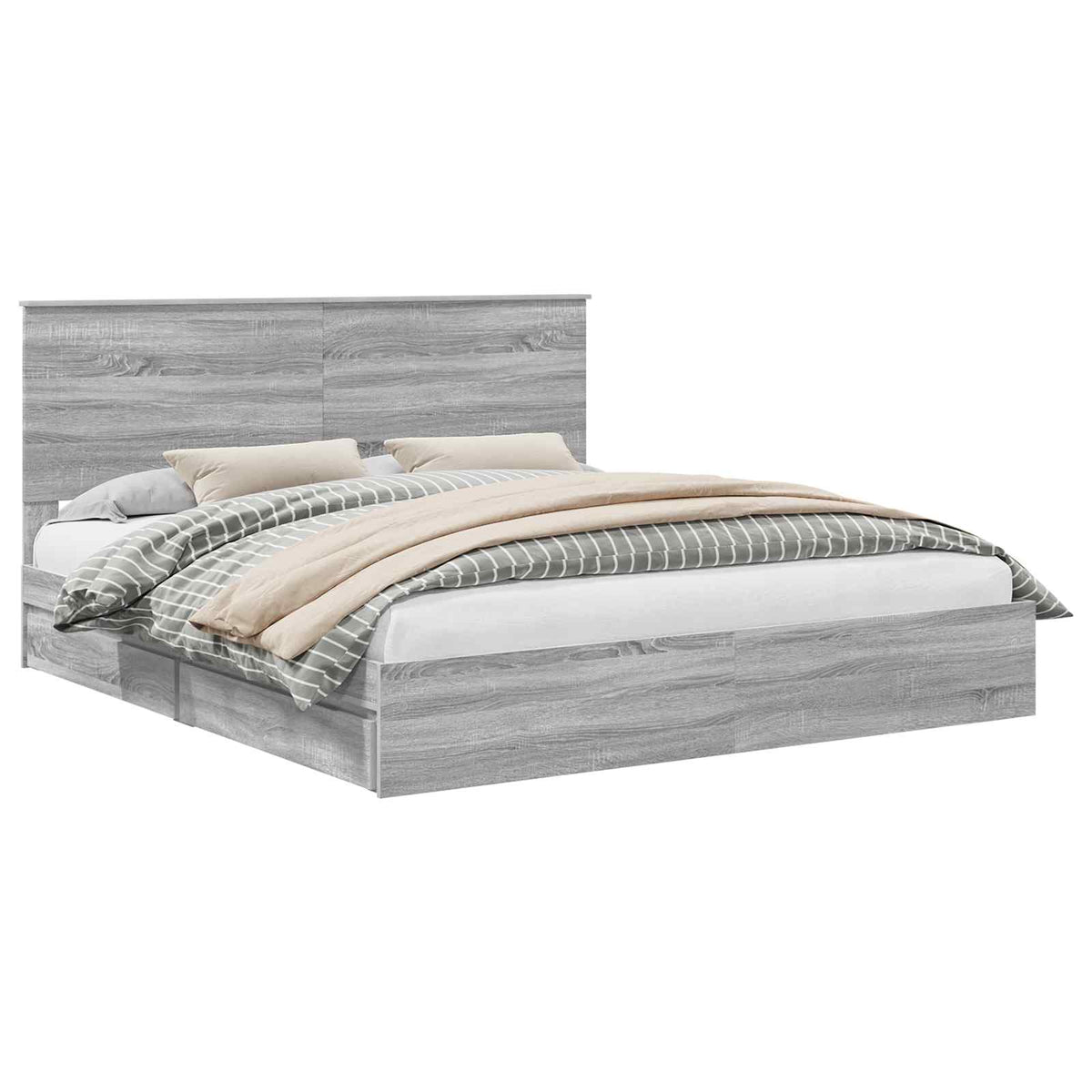 vidaXL Storage Bed Grey Sonoma 200 x 200 cm Engineered Wood 2