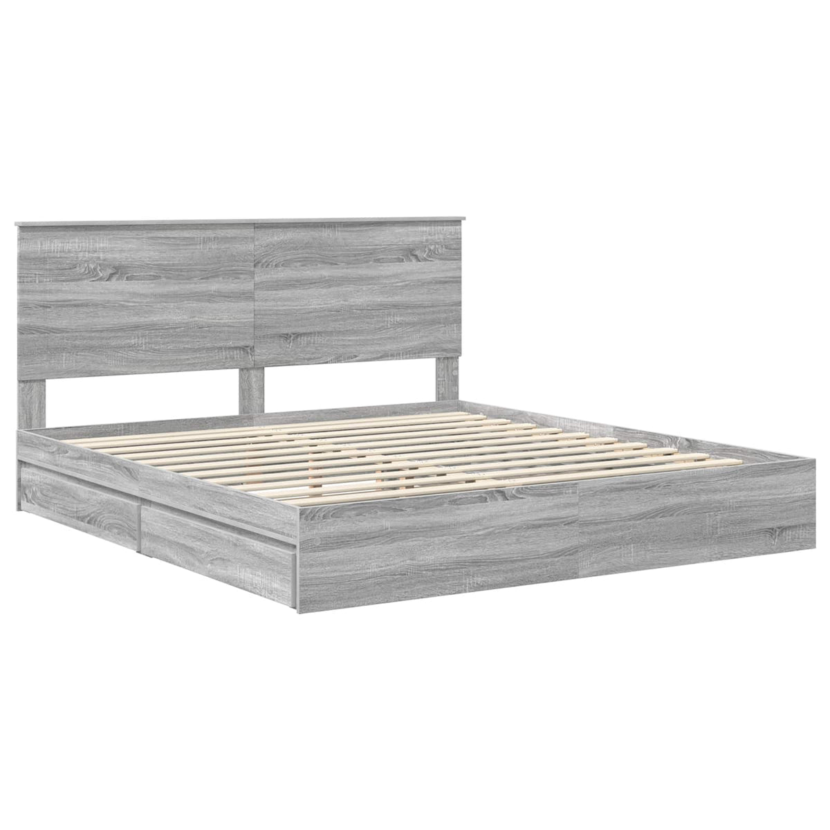vidaXL Storage Bed Grey Sonoma 200 x 200 cm Engineered Wood 4