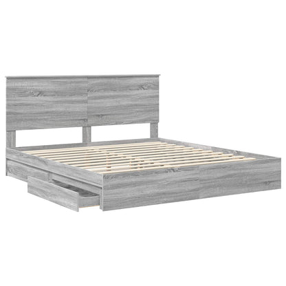 vidaXL Storage Bed Grey Sonoma 200 x 200 cm Engineered Wood 5