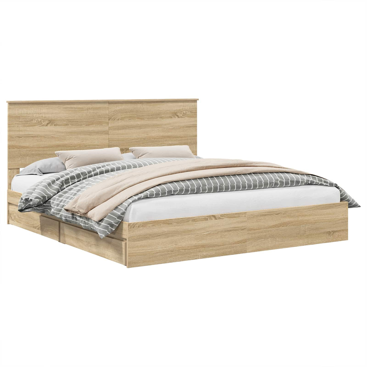 vidaXL Storage Bed with Drawer Sonoma Oak 180 x 200 cm Engineered Wood 2