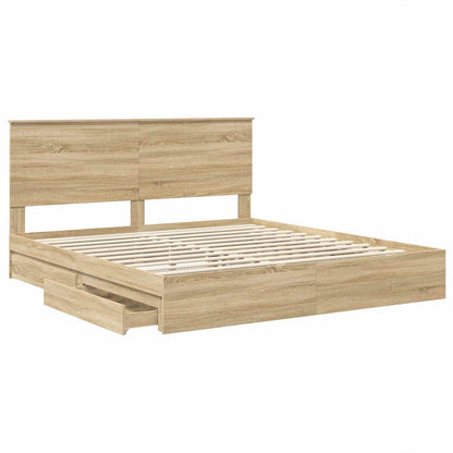 vidaXL Storage Bed with Drawer Sonoma Oak 180 x 200 cm Engineered Wood 5