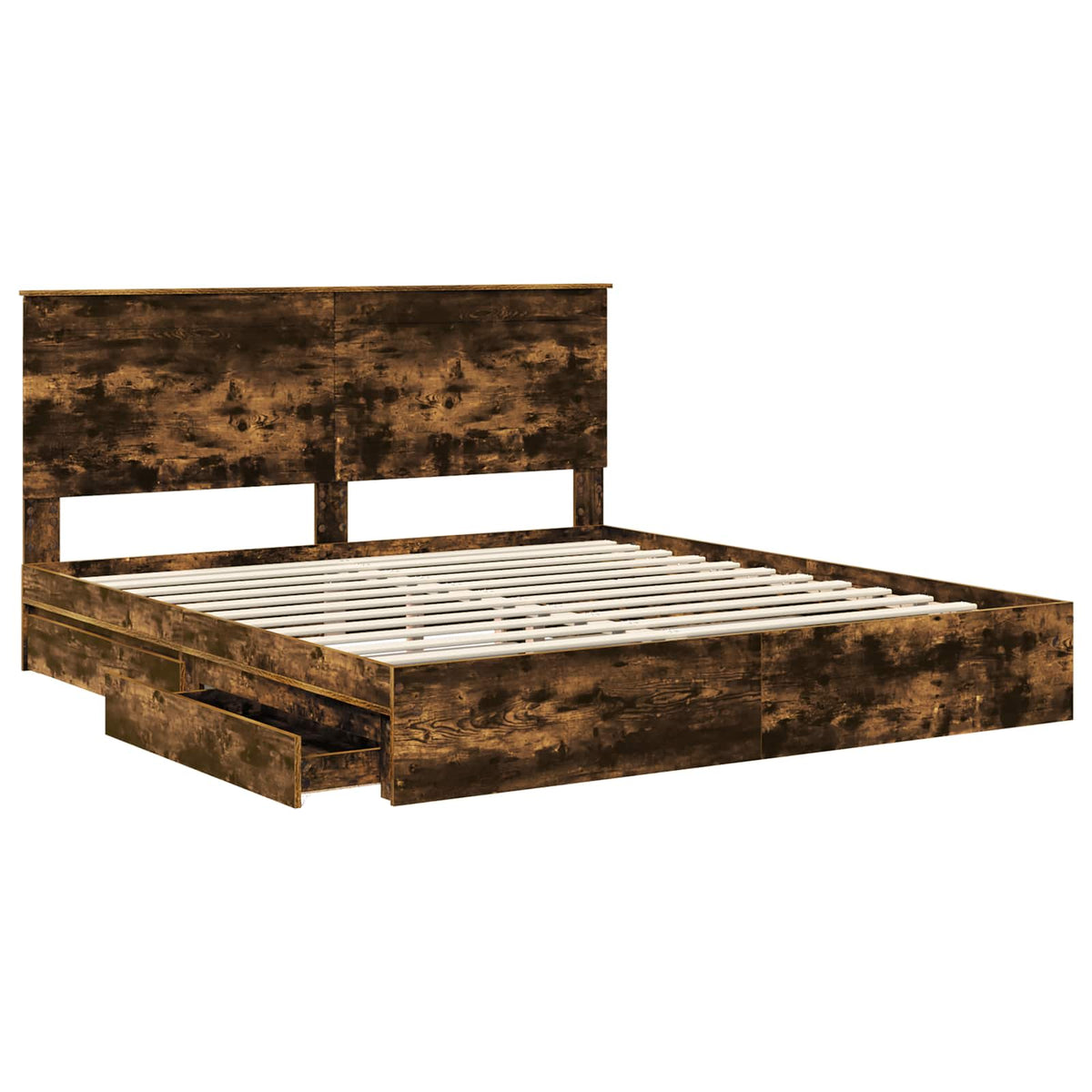 vidaXL Storage Bed with Drawer Smoked Oak 180 x 200 cm Engineered Wood 5