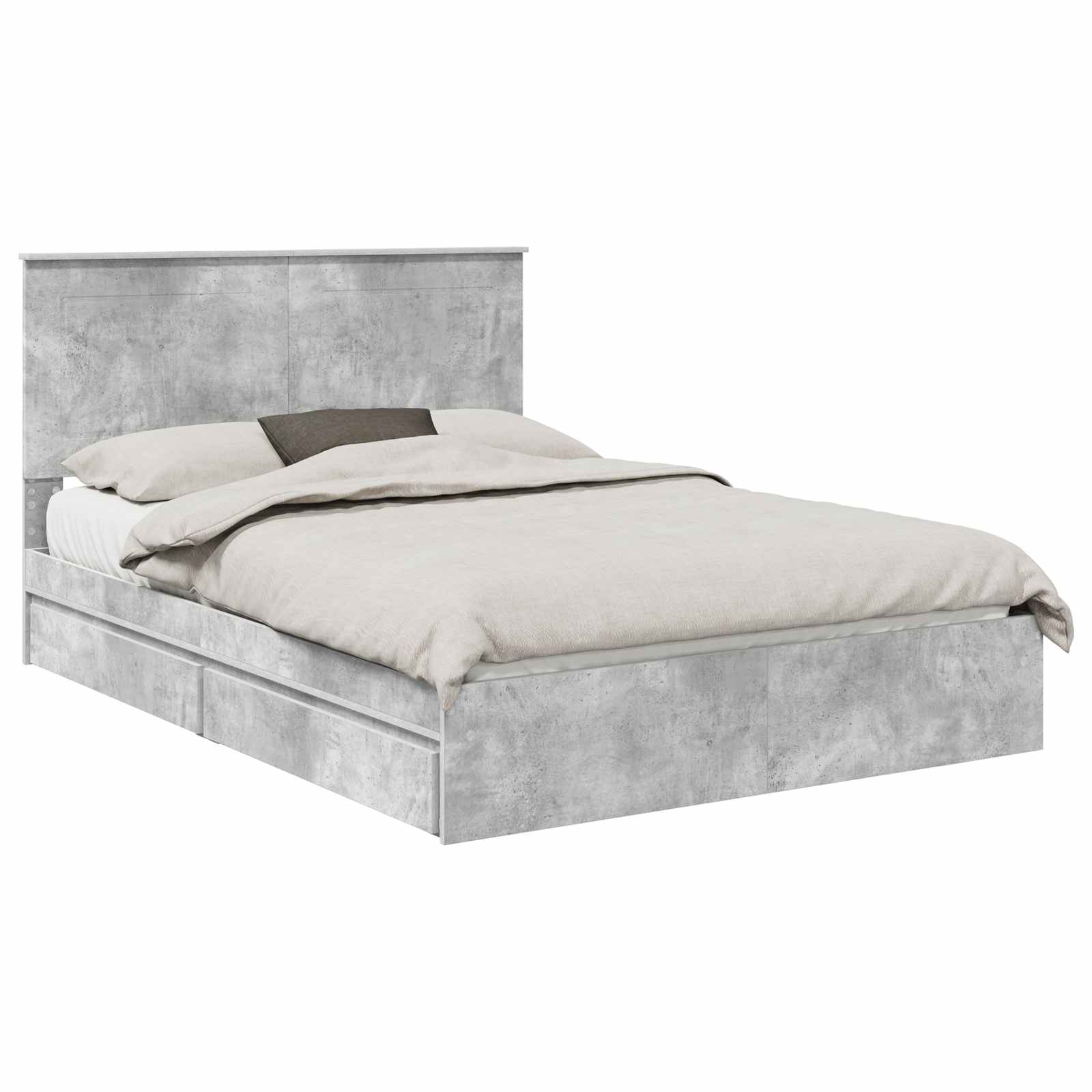 vidaXL Storage Bed Concrete Grey 150 x 200 cm Engineered Wood 2