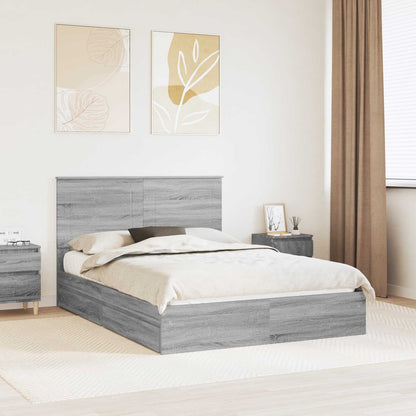 vidaXL Storage Bed Grey Sonoma 150 x 200 cm Engineered Wood 1