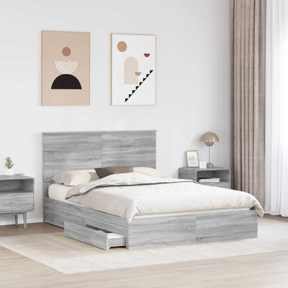 vidaXL Storage Bed Grey Sonoma 150 x 200 cm Engineered Wood 3