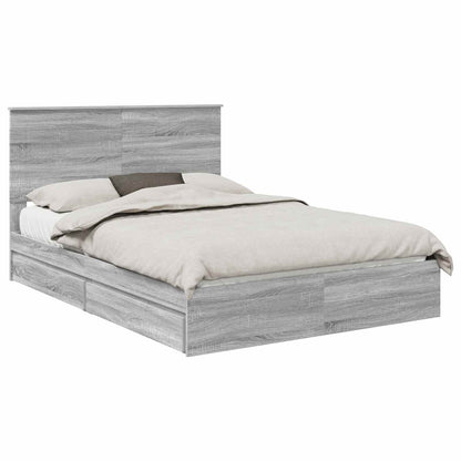 vidaXL Storage Bed Grey Sonoma 150 x 200 cm Engineered Wood 2