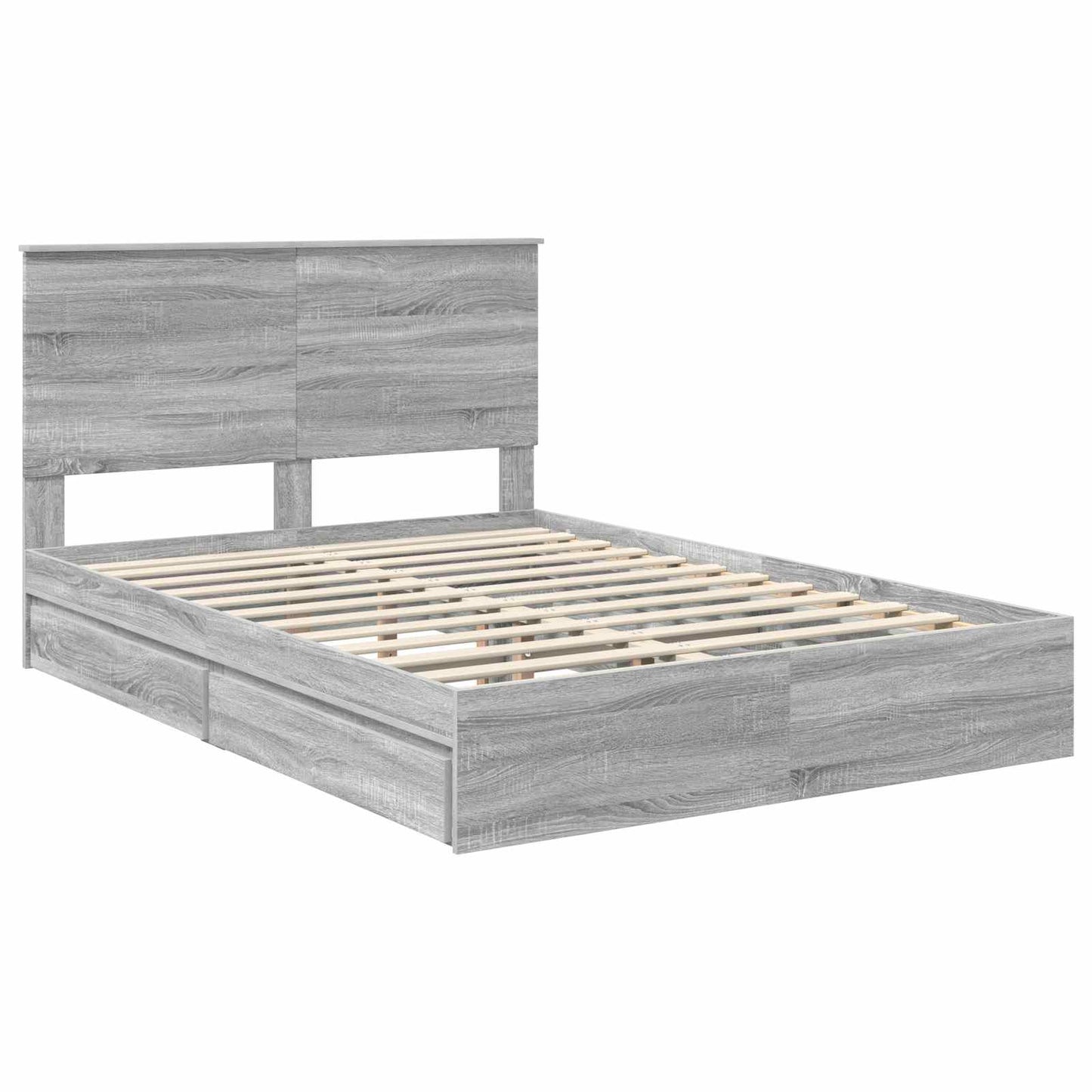 vidaXL Storage Bed Grey Sonoma 150 x 200 cm Engineered Wood 4