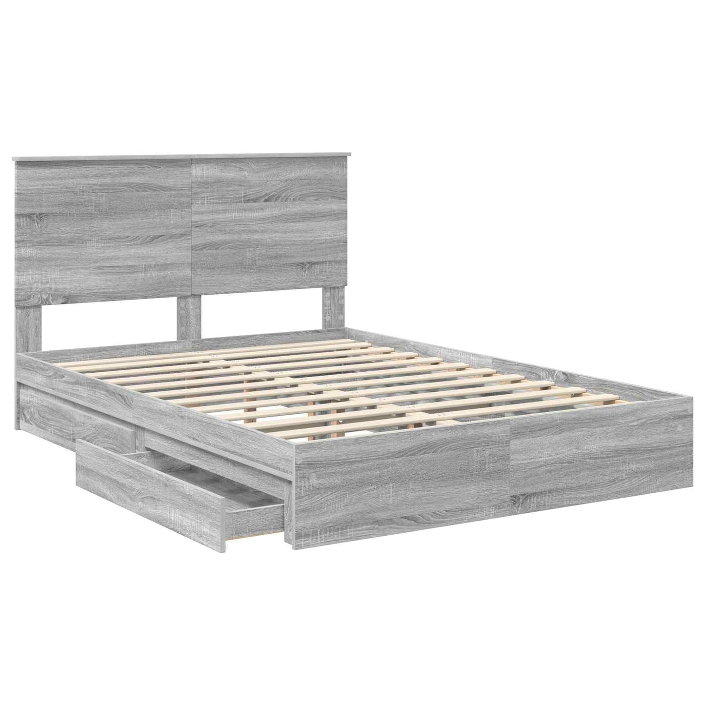 vidaXL Storage Bed Grey Sonoma 150 x 200 cm Engineered Wood 5