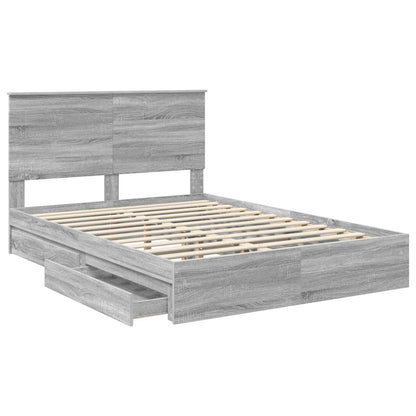 vidaXL Storage Bed Grey Sonoma 150 x 200 cm Engineered Wood 5