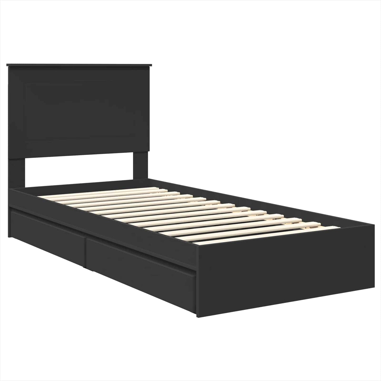 vidaXL Storage Bed with Drawer Black 90 x 190 cm Engineered Wood 4