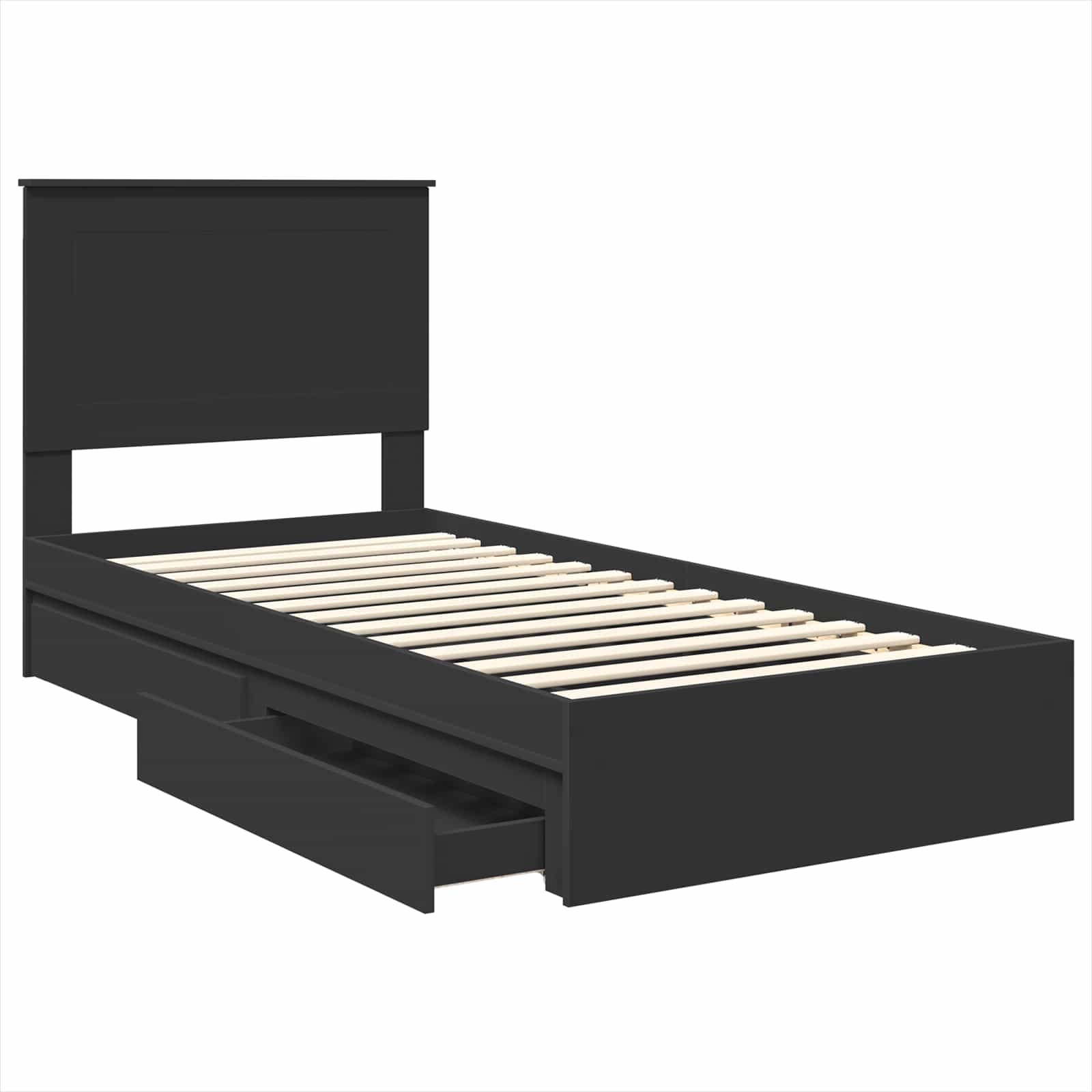 vidaXL Storage Bed with Drawer Black 90 x 190 cm Engineered Wood 5