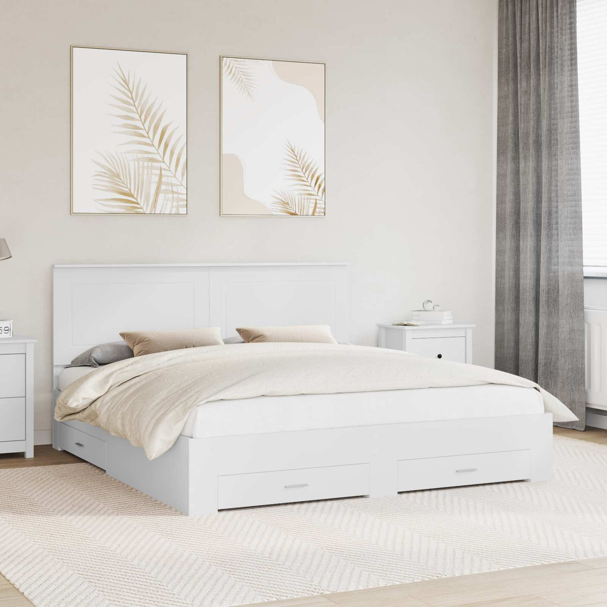 vidaXL Bed Frame with Drawer White 180 x 200 cm Engineered Wood 1