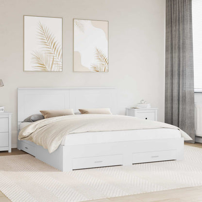vidaXL Bed Frame with Drawer White 180 x 200 cm Engineered Wood 1