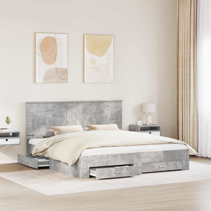 vidaXL Bed Frame Concrete Grey 180 x 200 cm Engineered Wood 3