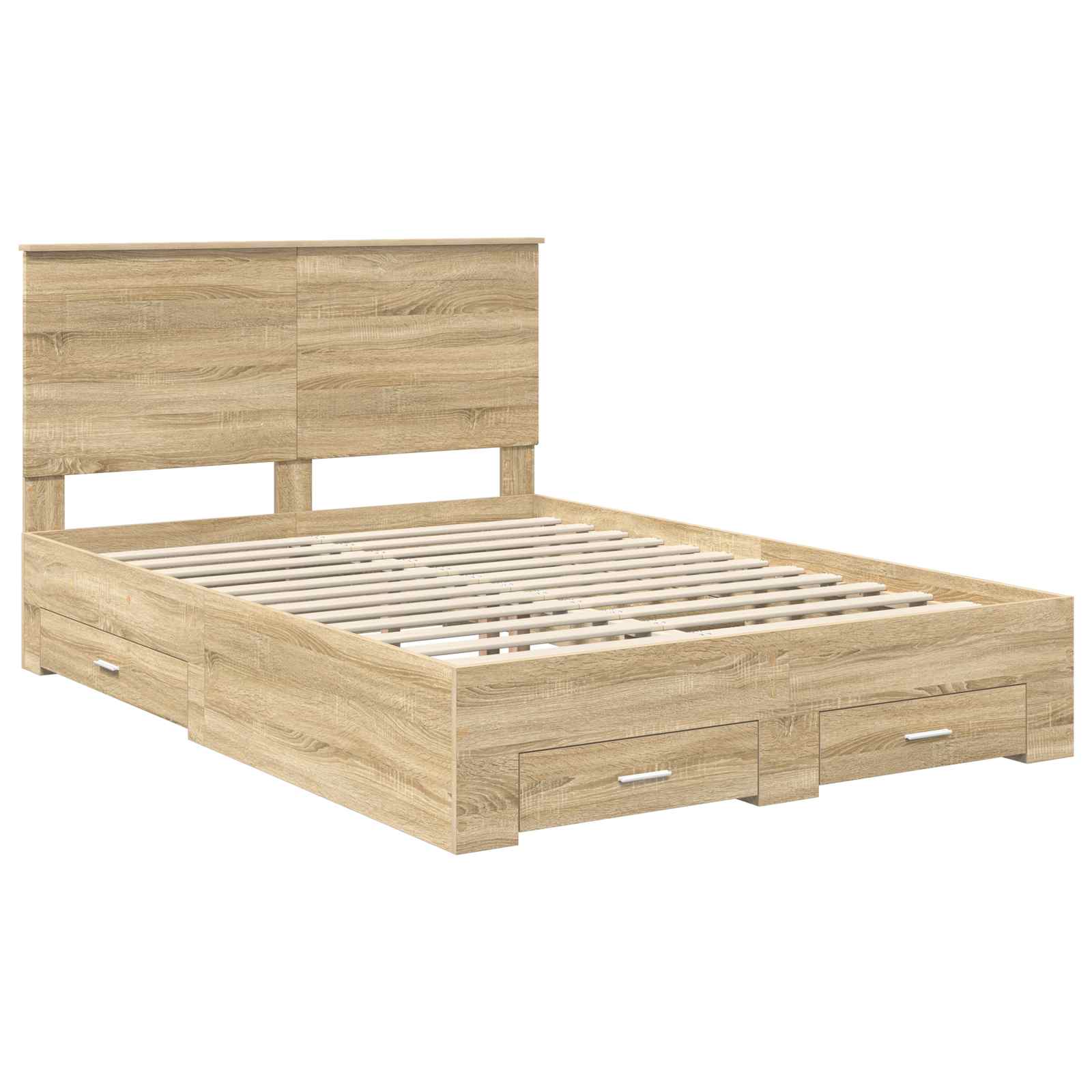 vidaXL Bed Frame with Drawer Sonoma Oak 140 x 190 cm Engineered Wood 4
