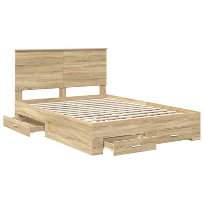 vidaXL Bed Frame with Drawer Sonoma Oak 140 x 190 cm Engineered Wood 5