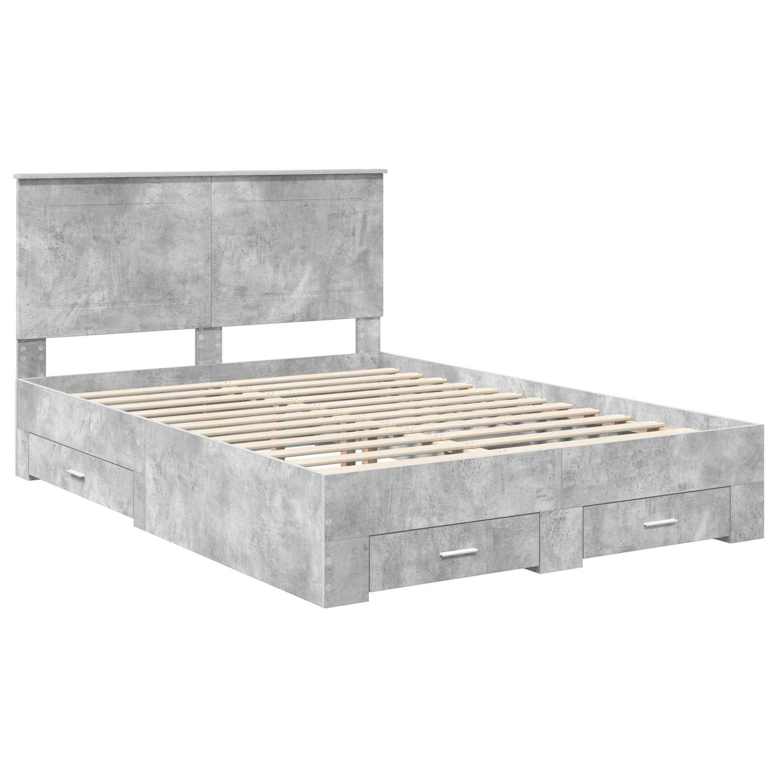 vidaXL Bed Frame Concrete Grey 140 x 190 cm Engineered Wood 4