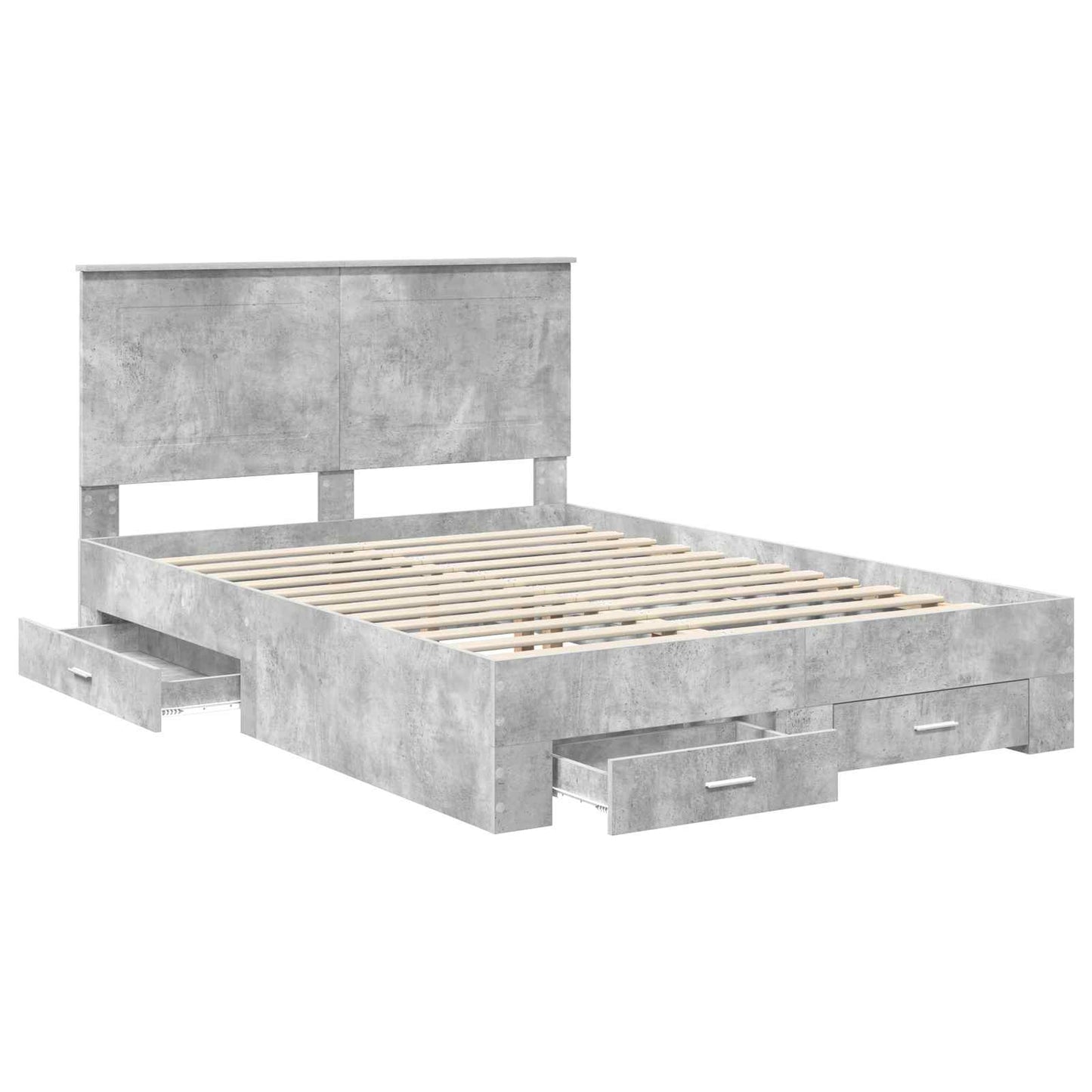 vidaXL Bed Frame Concrete Grey 140 x 190 cm Engineered Wood 5