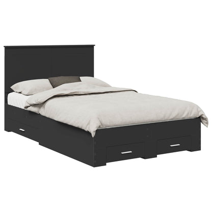 vidaXL Bed Frame with Drawer Black 135 x 190 cm Engineered Wood 2