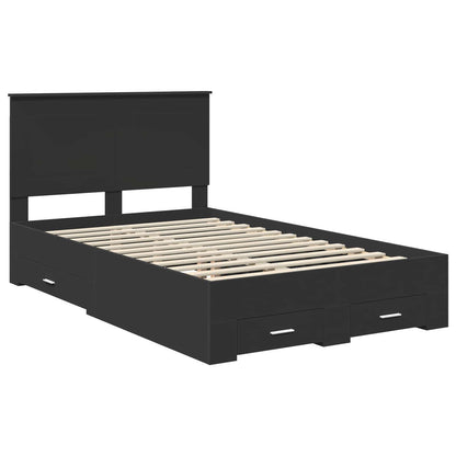 vidaXL Bed Frame with Drawer Black 135 x 190 cm Engineered Wood 4