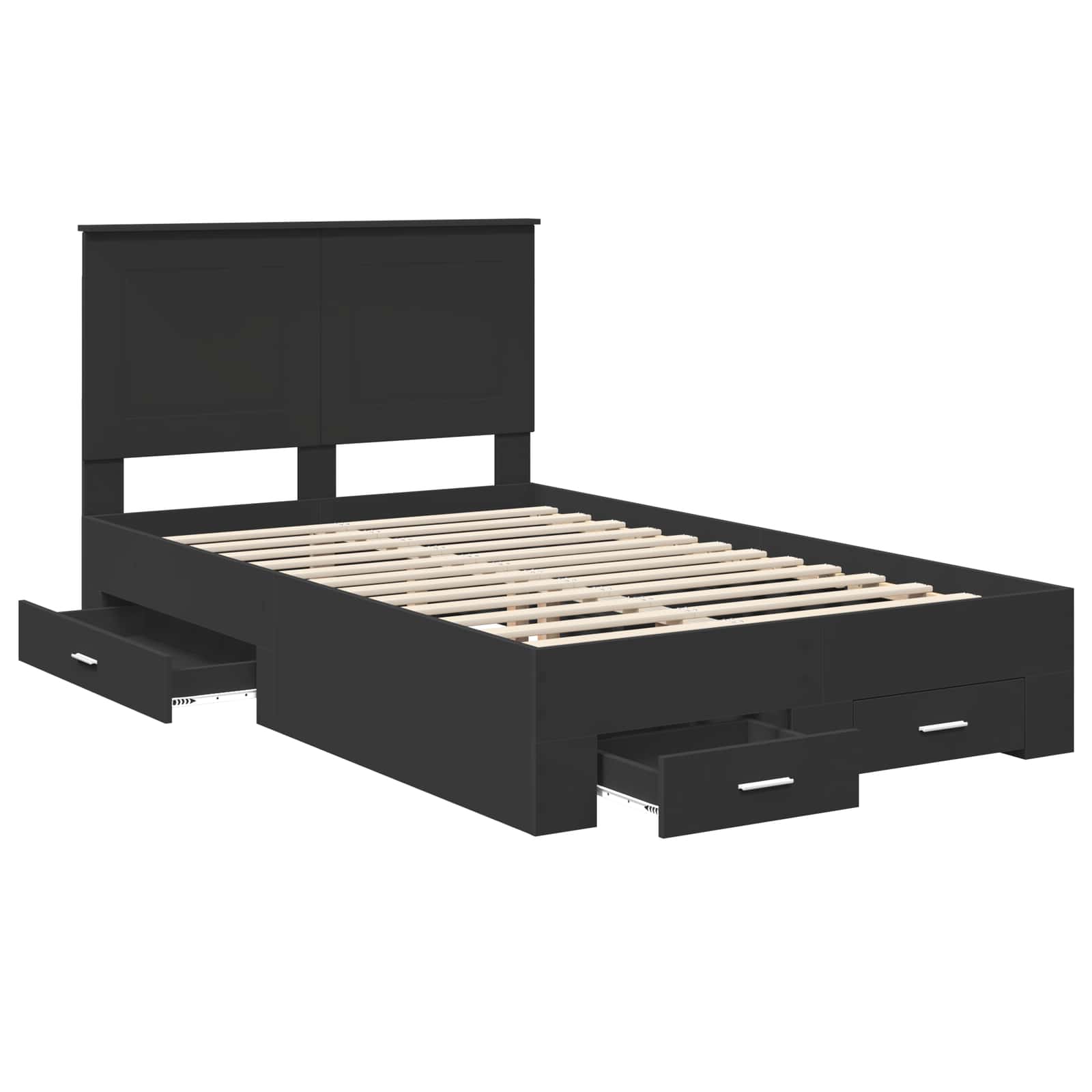 vidaXL Bed Frame with Drawer Black 135 x 190 cm Engineered Wood 5