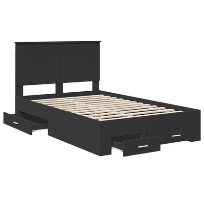 vidaXL Bed Frame with Drawer Black 135 x 190 cm Engineered Wood 5