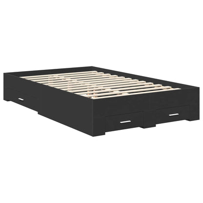 vidaXL Bed Frame with Drawer Black 135 x 190 cm Engineered Wood 6