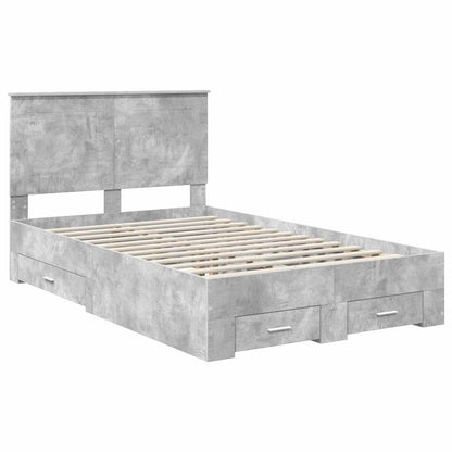 vidaXL Bed Frame Concrete Grey 135 x 190 cm Engineered Wood 4